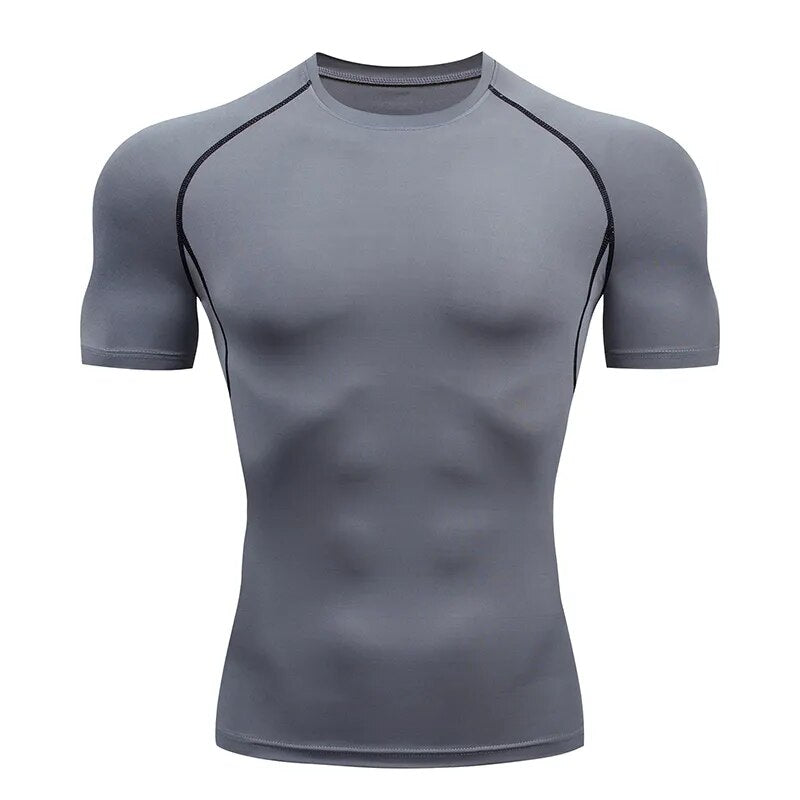 Grey Color Men's Compression T-Shirt