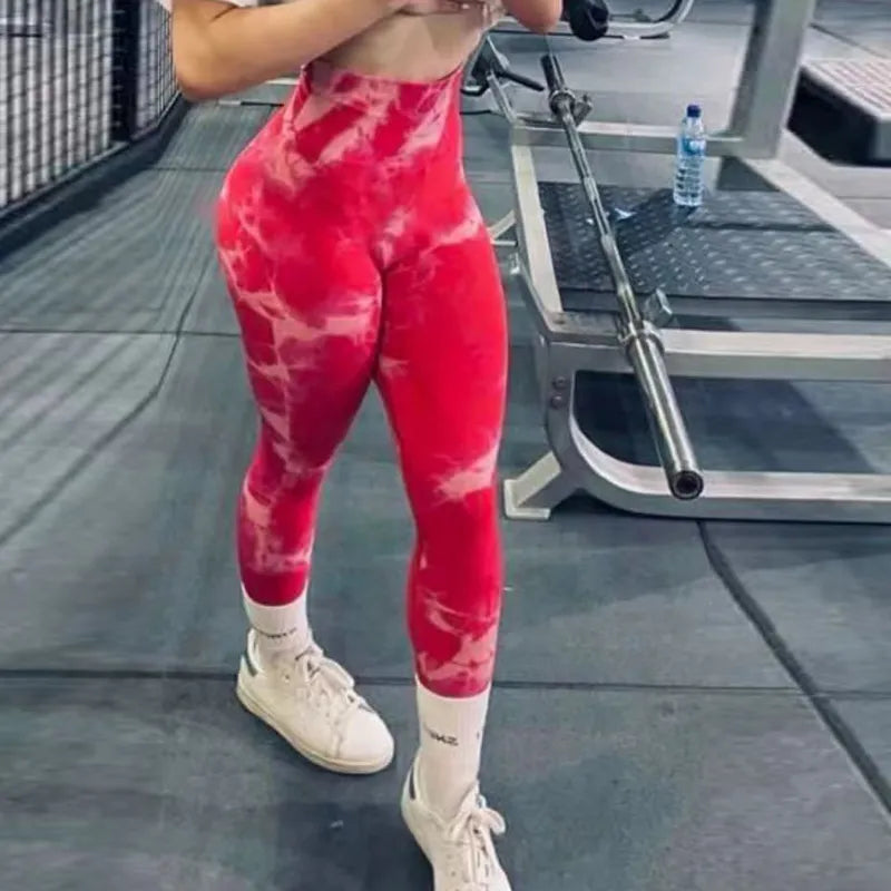Red Color Seamless Booty Leggings 