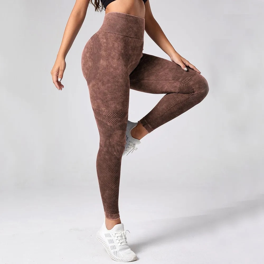 Brown Color Seamless Booty Leggings For Women