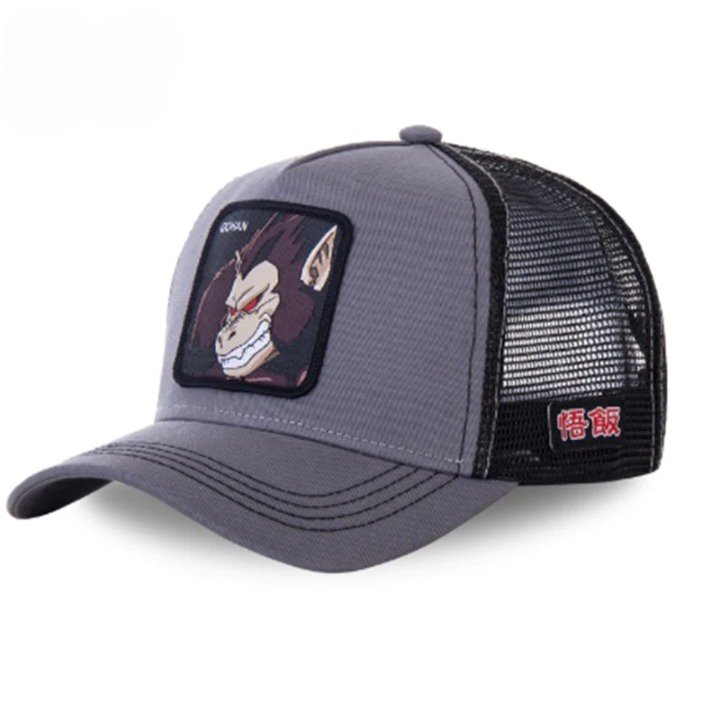 Grey and Black Color Anime Trucker Hat