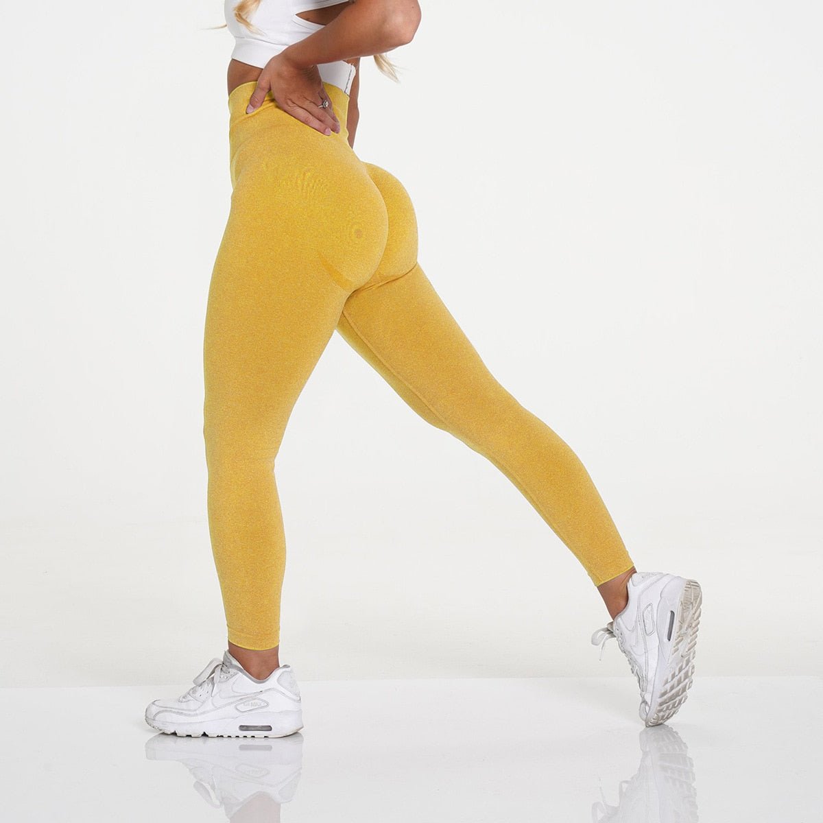 Yellow Color Seamless Booty Leggings