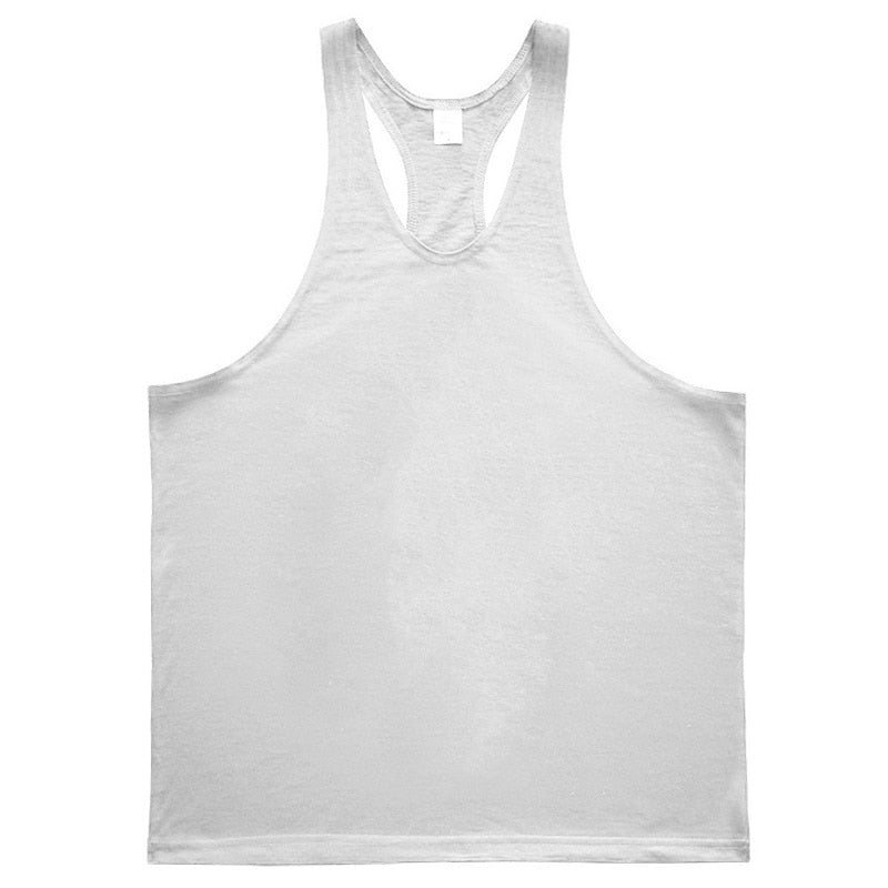 Simple White Color Stringer Tank top