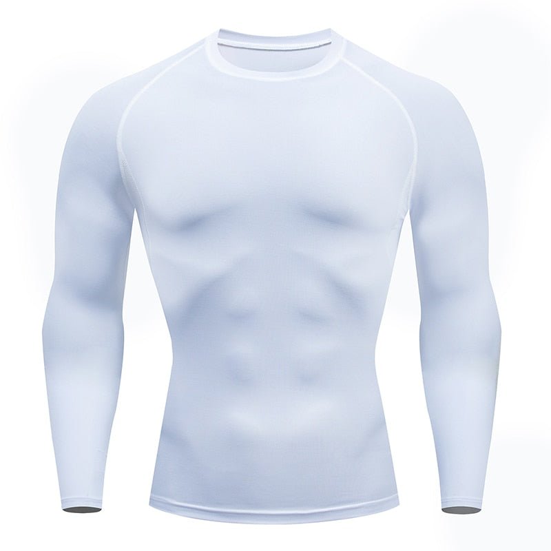 White Color Men's Compression Long Sleeve T-Shirt