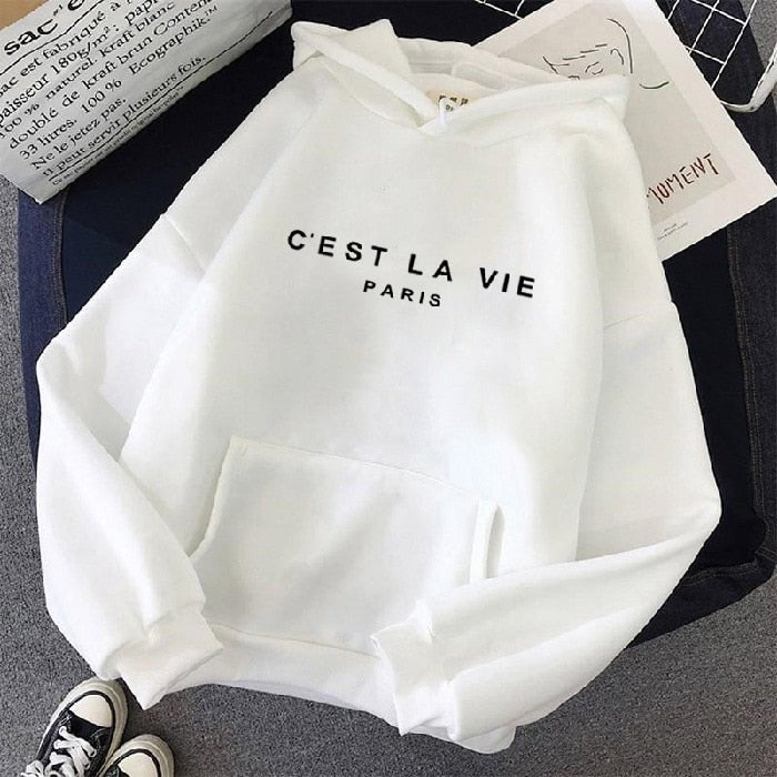 White Color Pullover Hoodie For Women