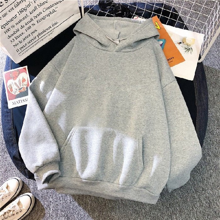 Grey Color Pullover Hoodie For Women