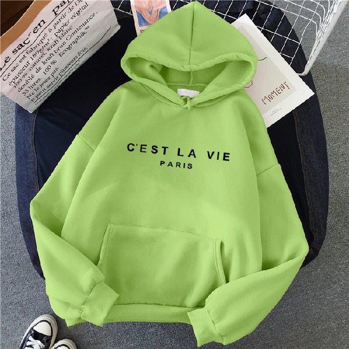 Lime Green Color Pullover Hoodie For Women