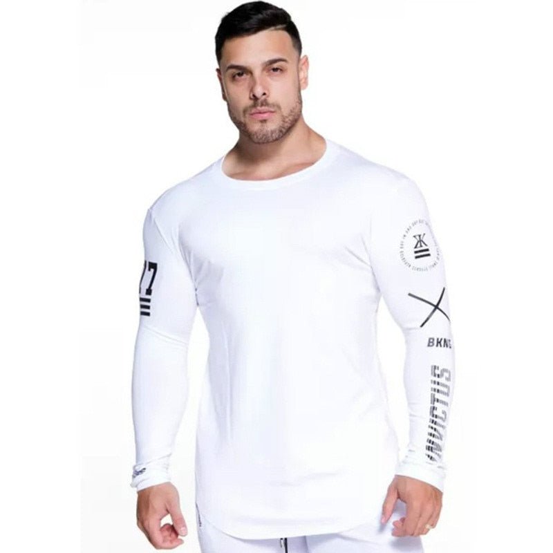 White Color Long Sleeve Workout T-Shirt 