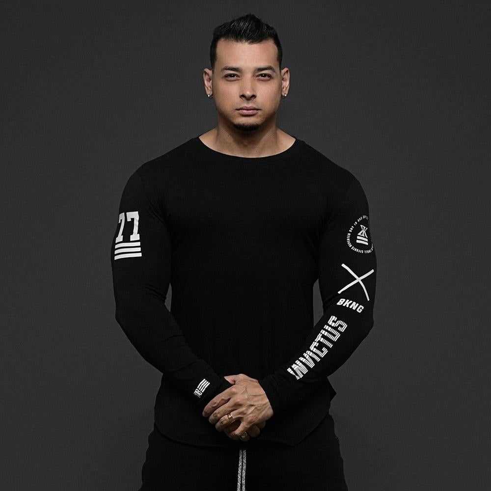 Black Color Long Sleeve Workout T-Shirt 